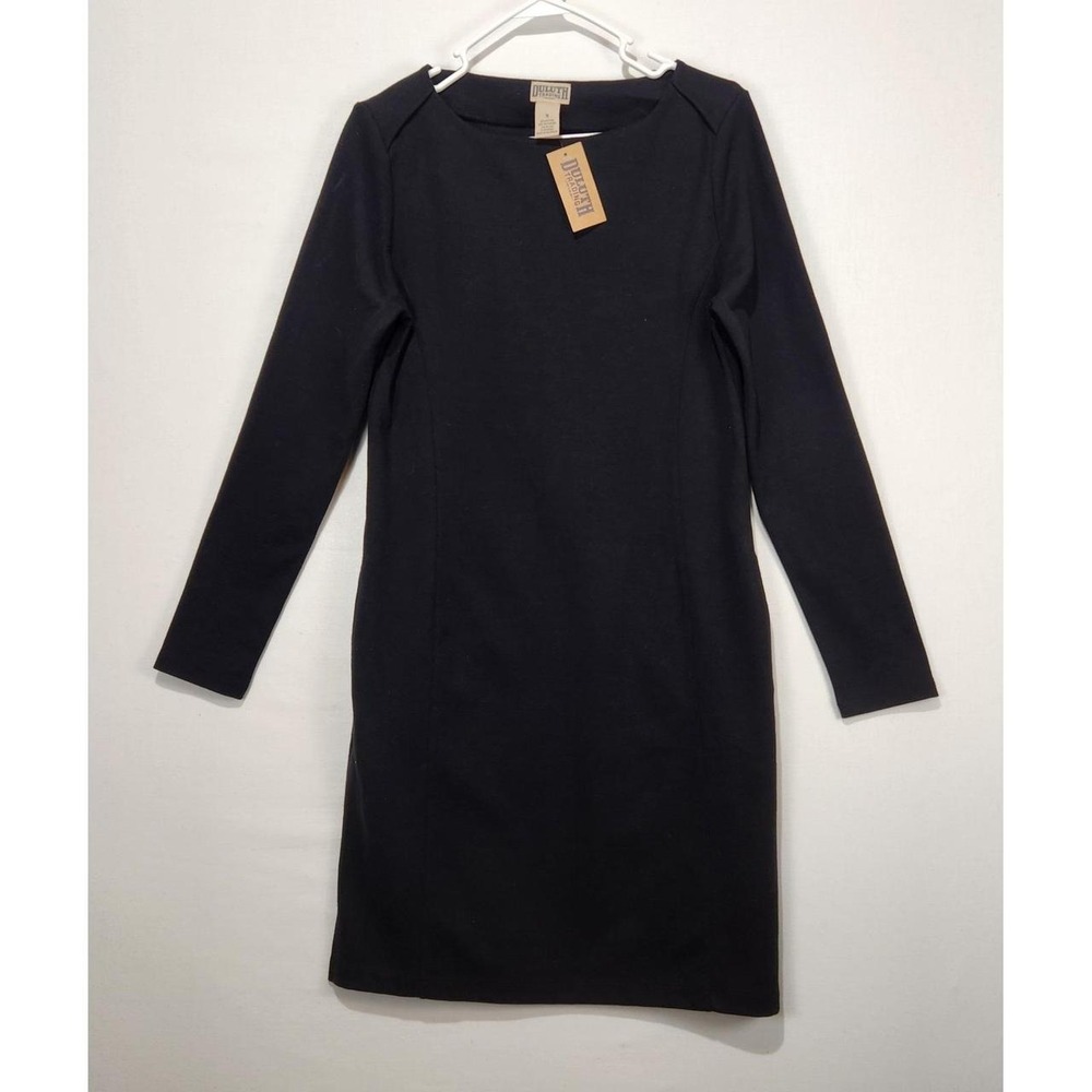 Duluth Trading Co Women's S Wearwithall Ponte Knit Black Dress Long Sleeve
